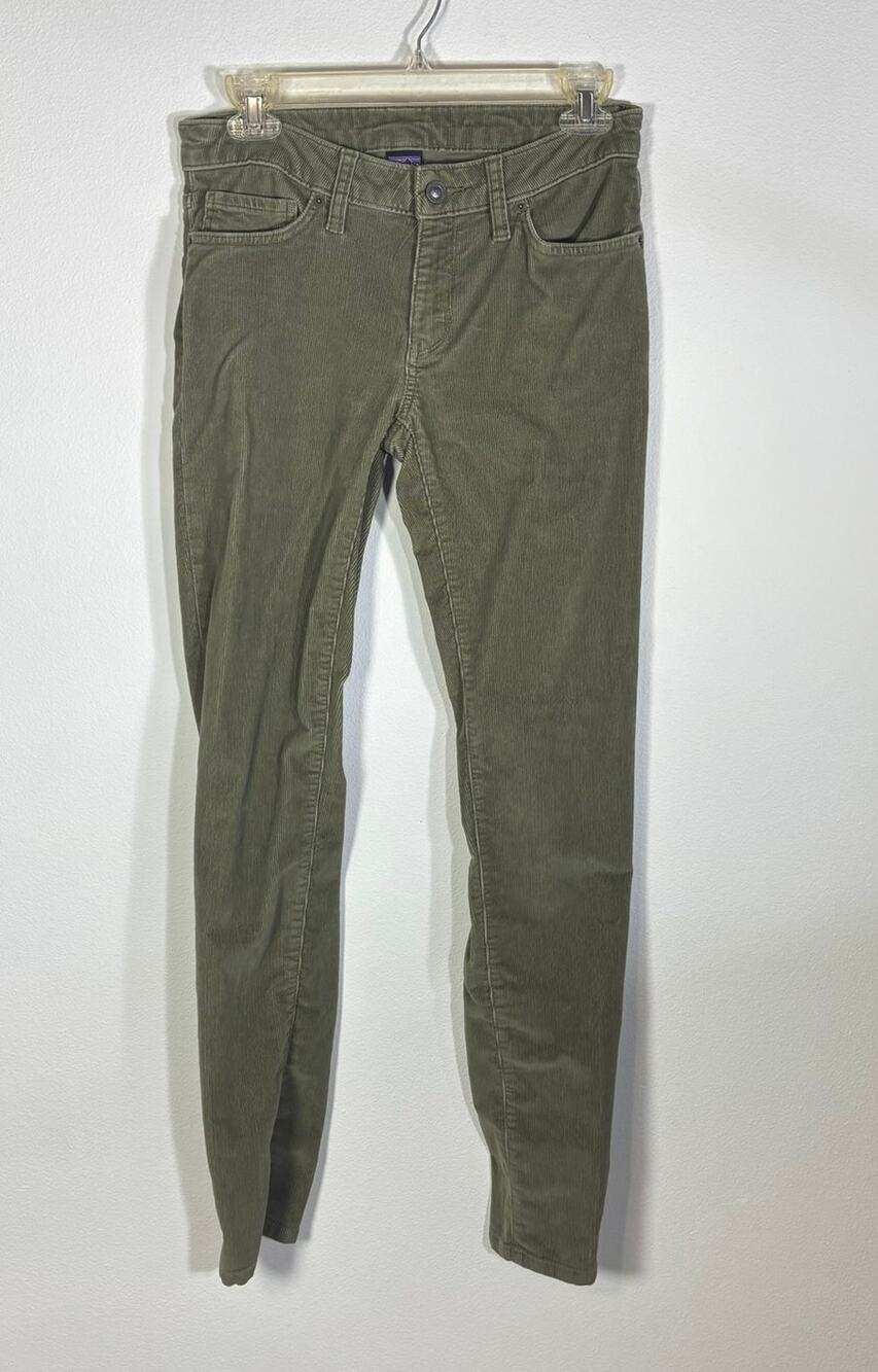 Patagonia Womens 27 Organic Cotton Corduroy Pants Olive Green Slim Straight